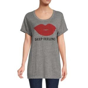 NWT Chaser Deep Feeling Short Sleeve Crew Neck Graphic T-Shirt Heather Gray S